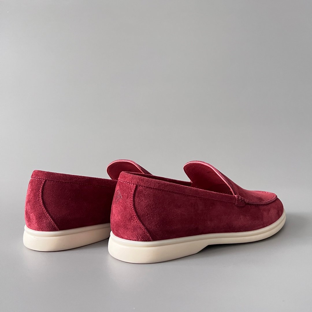 Aurora Custom Loro Piana Mainline Summer Walk Loafer - Premium Raspberry Fuchsia Suede & Iconic White Rubber Sole Edition - Image 4