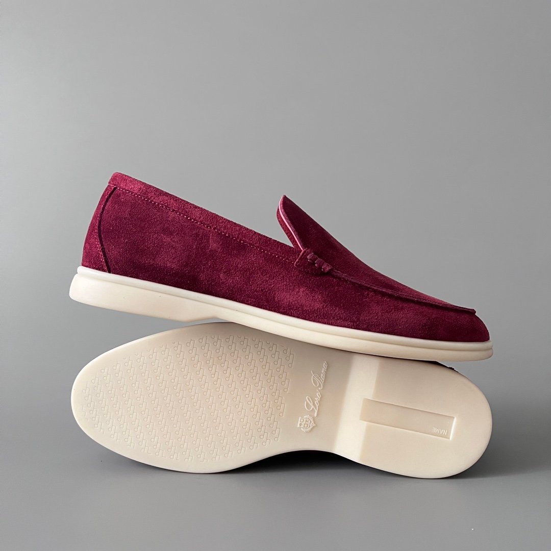 Aurora Custom Loro Piana Mainline Summer Walk Loafer - Premium Raspberry Fuchsia Suede & Iconic White Rubber Sole Edition - Image 6