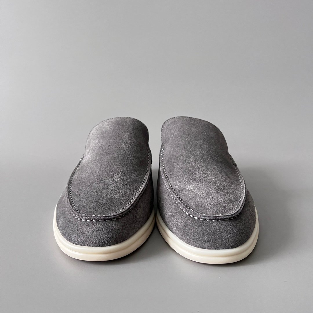 Aurora Custom Loro Piana Mainline Summer Walk Loafer - Premium Stone Grey Suede & Iconic White Rubber Sole Edition - Image 2