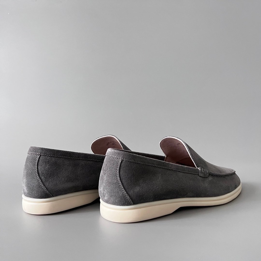 Aurora Custom Loro Piana Mainline Summer Walk Loafer - Premium Stone Grey Suede & Iconic White Rubber Sole Edition - Image 4