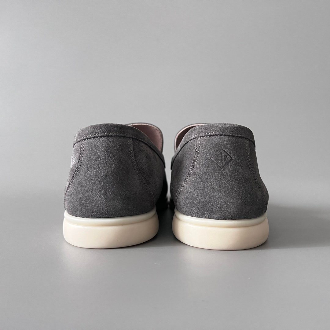 Aurora Custom Loro Piana Mainline Summer Walk Loafer - Premium Stone Grey Suede & Iconic White Rubber Sole Edition - Image 5