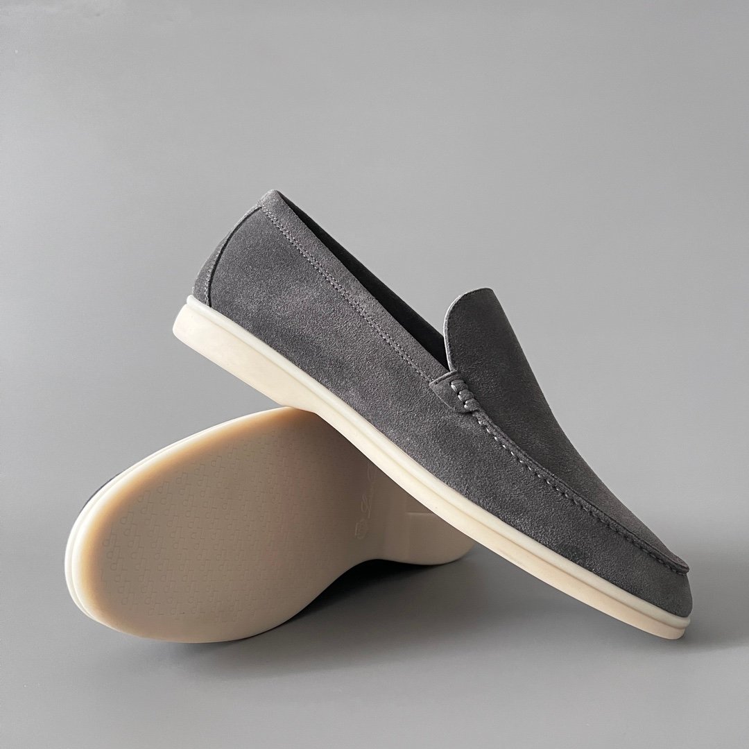 Aurora Custom Loro Piana Mainline Summer Walk Loafer - Premium Stone Grey Suede & Iconic White Rubber Sole Edition - Image 7