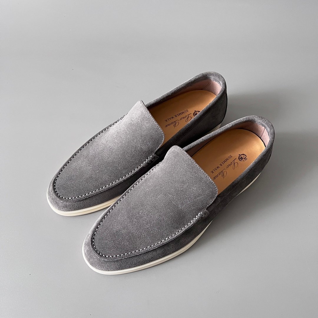 Aurora Custom Loro Piana Mainline Summer Walk Loafer - Premium Stone Grey Suede & Iconic White Rubber Sole Edition - Image 8