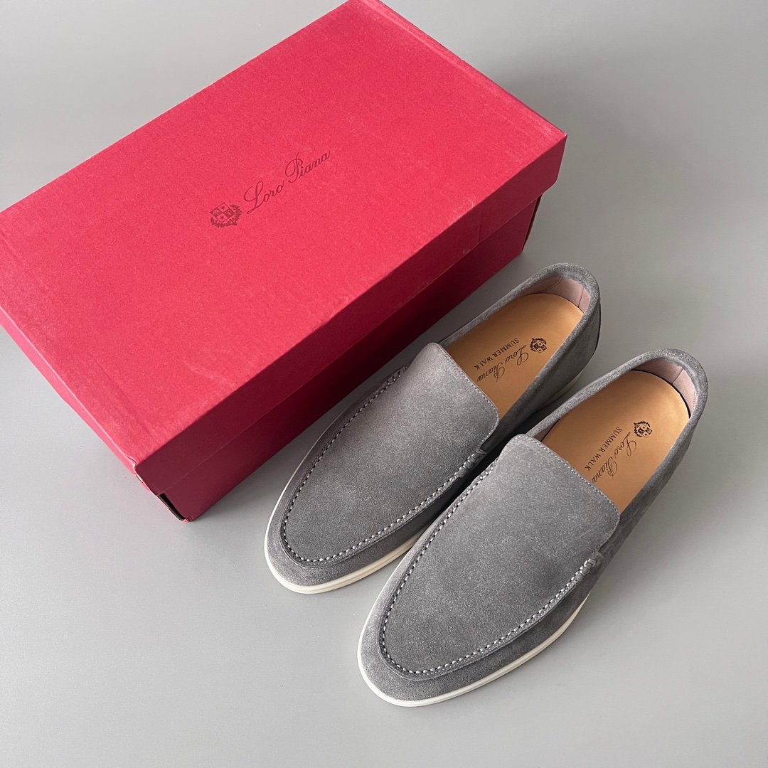 Aurora Custom Loro Piana Mainline Summer Walk Loafer - Premium Stone Grey Suede & Iconic White Rubber Sole Edition - Image 9