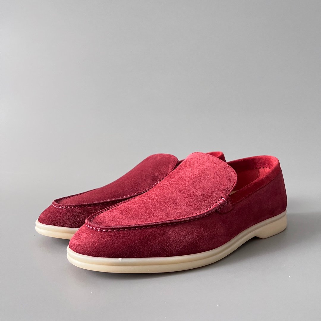 Aurora Custom Loro Piana Mainline Summer Walk Loafer - Premium Burgundy Red Suede & Iconic White Rubber Sole Edition