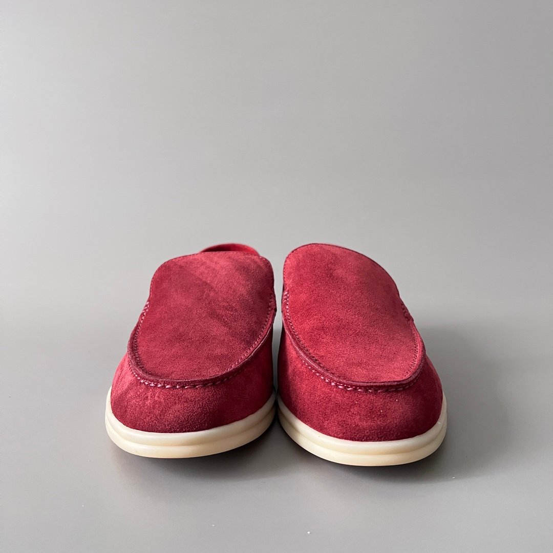 Aurora Custom Loro Piana Mainline Summer Walk Loafer - Premium Burgundy Red Suede & Iconic White Rubber Sole Edition - Image 2