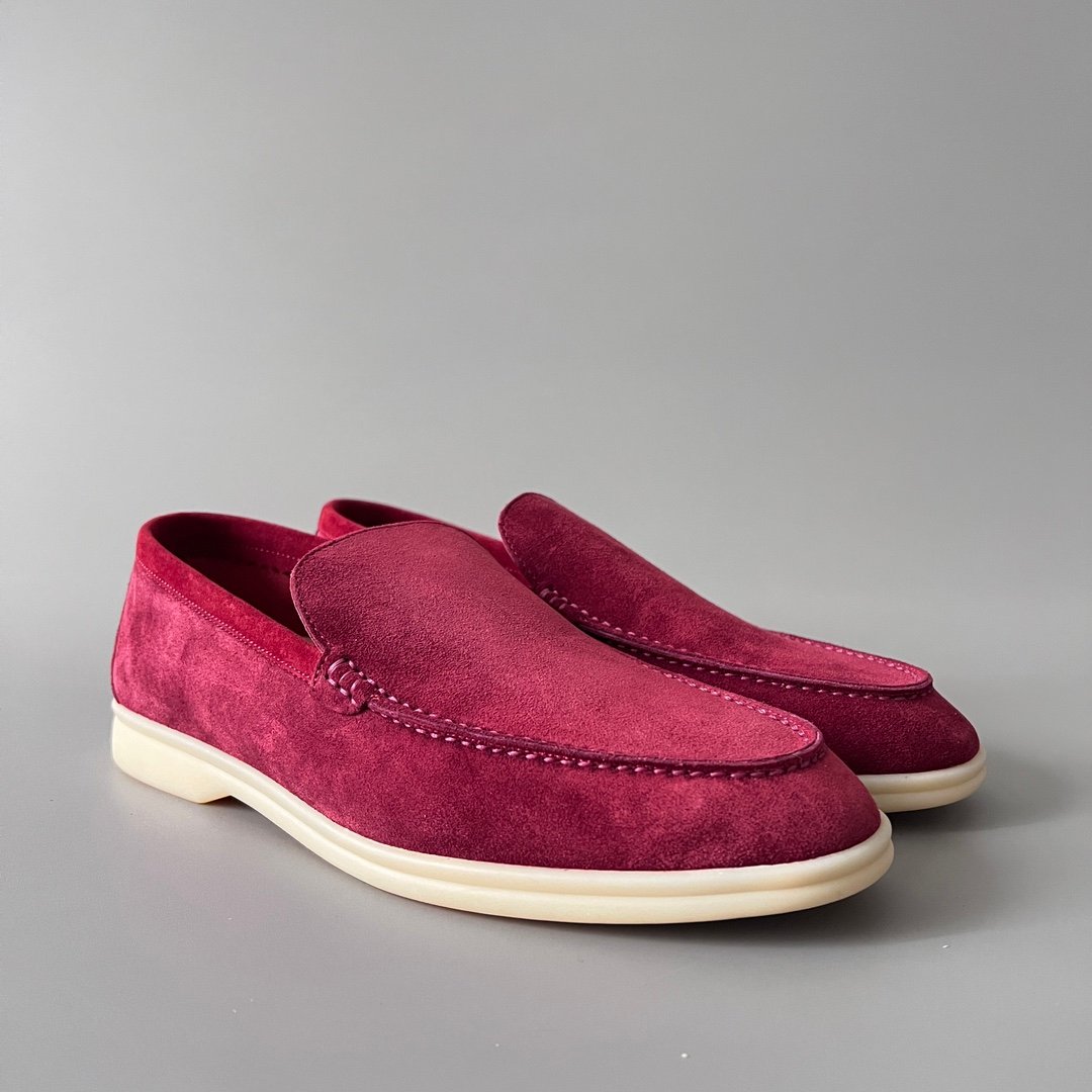 Aurora Custom Loro Piana Mainline Summer Walk Loafer - Premium Burgundy Red Suede & Iconic White Rubber Sole Edition - Image 3