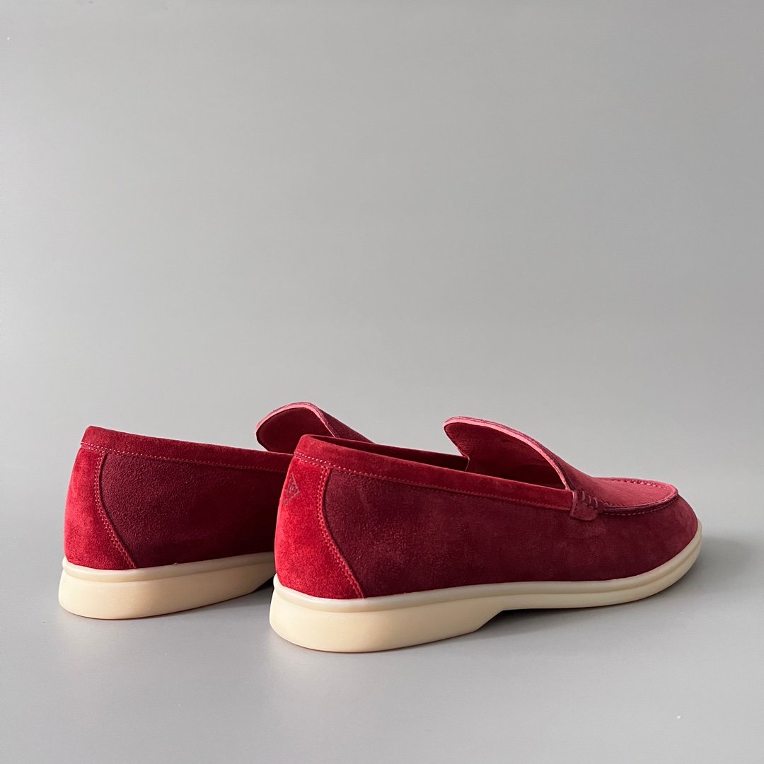 Aurora Custom Loro Piana Mainline Summer Walk Loafer - Premium Burgundy Red Suede & Iconic White Rubber Sole Edition - Image 4