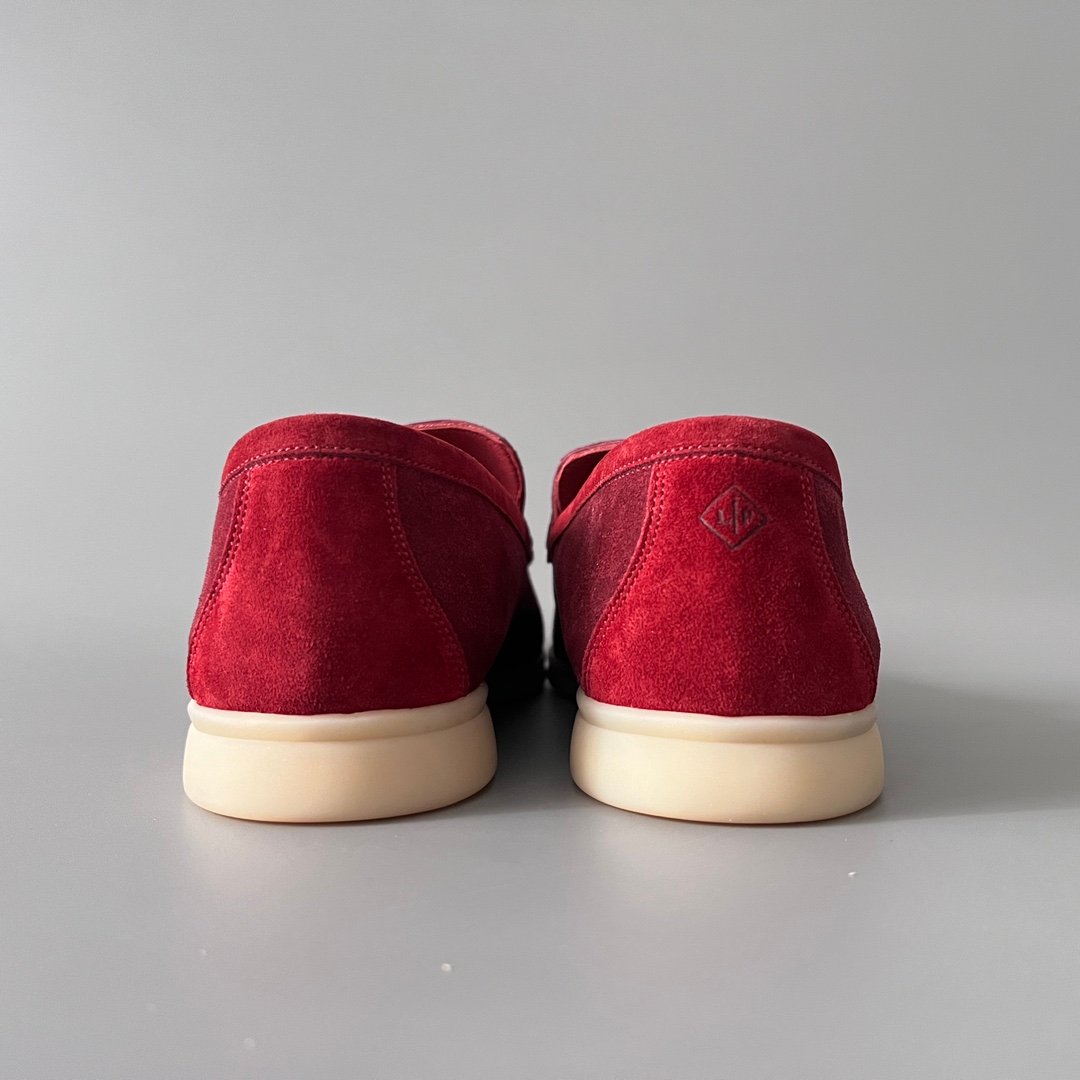 Aurora Custom Loro Piana Mainline Summer Walk Loafer - Premium Burgundy Red Suede & Iconic White Rubber Sole Edition - Image 5