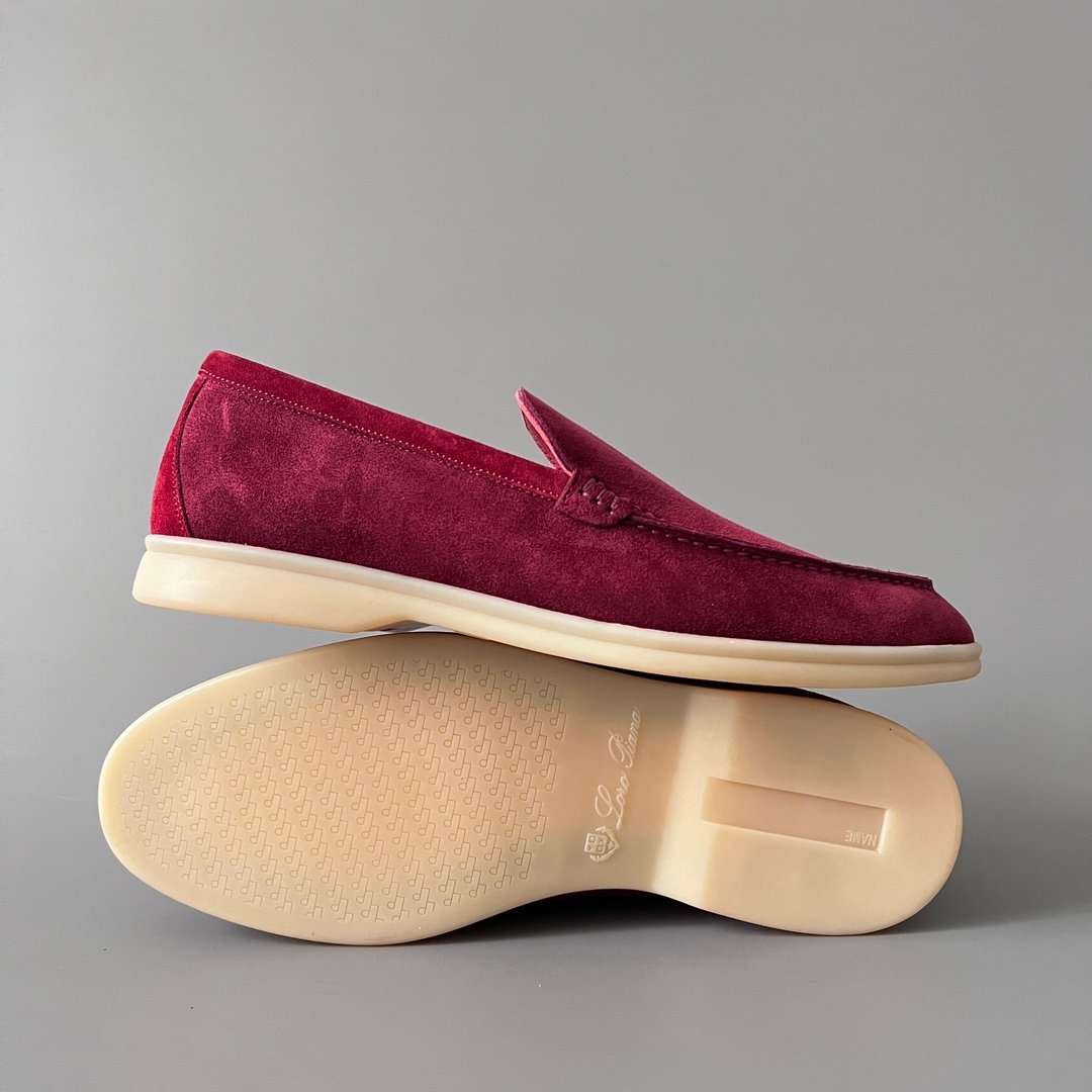 Aurora Custom Loro Piana Mainline Summer Walk Loafer - Premium Burgundy Red Suede & Iconic White Rubber Sole Edition - Image 6