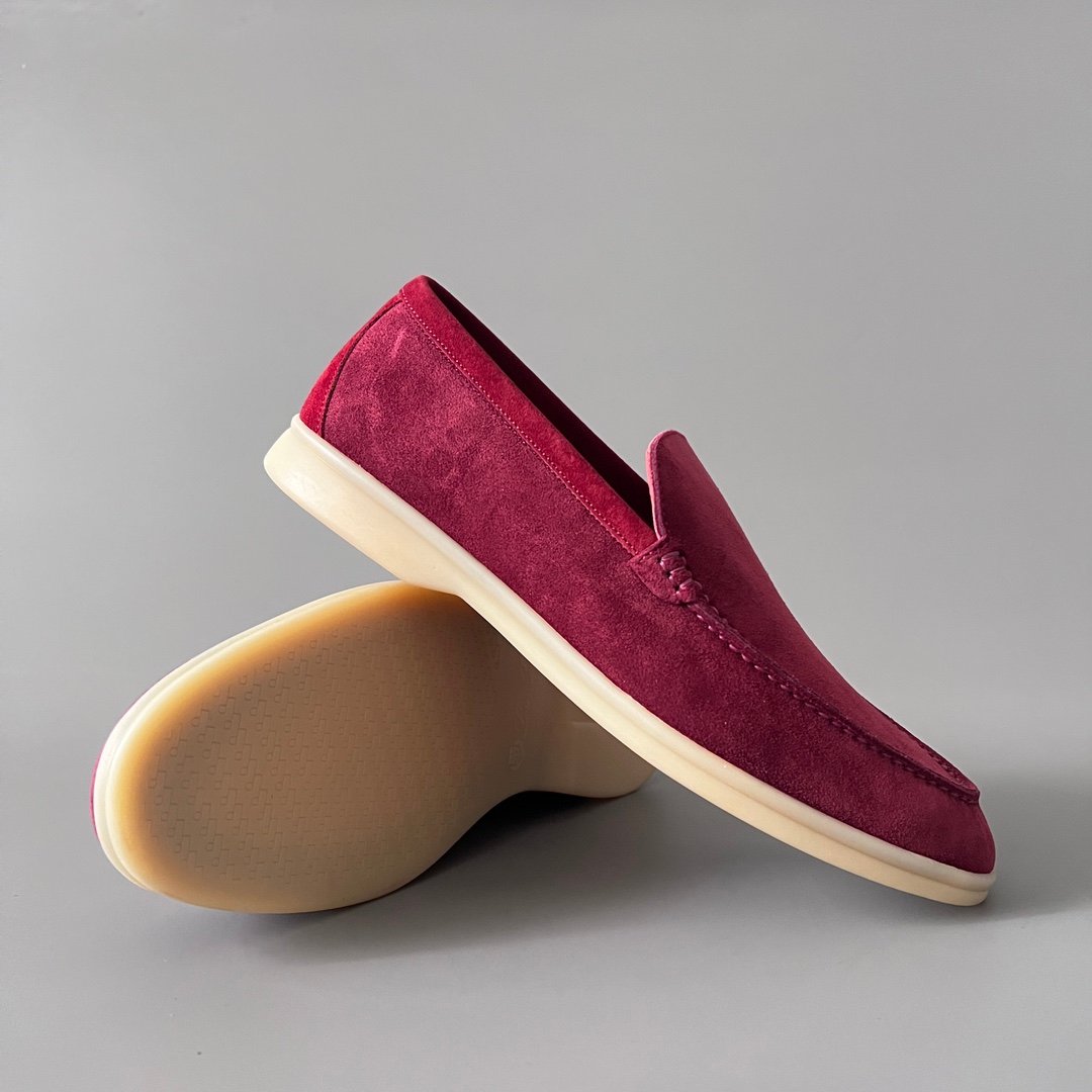 Aurora Custom Loro Piana Mainline Summer Walk Loafer - Premium Burgundy Red Suede & Iconic White Rubber Sole Edition - Image 7