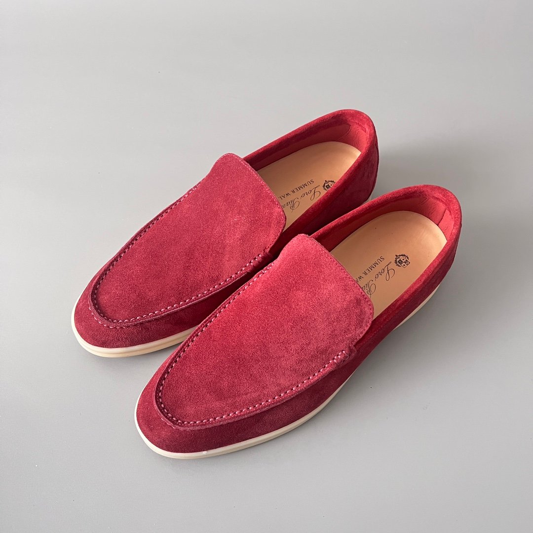 Aurora Custom Loro Piana Mainline Summer Walk Loafer - Premium Burgundy Red Suede & Iconic White Rubber Sole Edition - Image 8