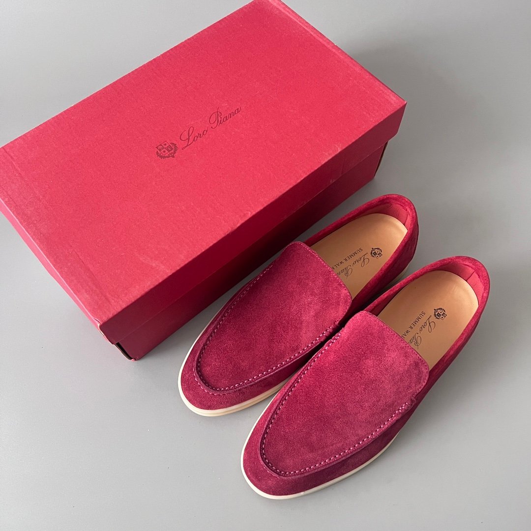 Aurora Custom Loro Piana Mainline Summer Walk Loafer - Premium Burgundy Red Suede & Iconic White Rubber Sole Edition - Image 9
