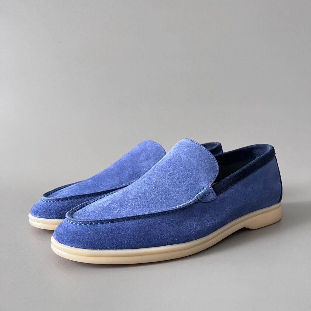 Aurora Custom Loro Piana Mainline Summer Walk Loafer - Two-Tone Mediterranean Royal Blue & Indigo Navy Suede Edition