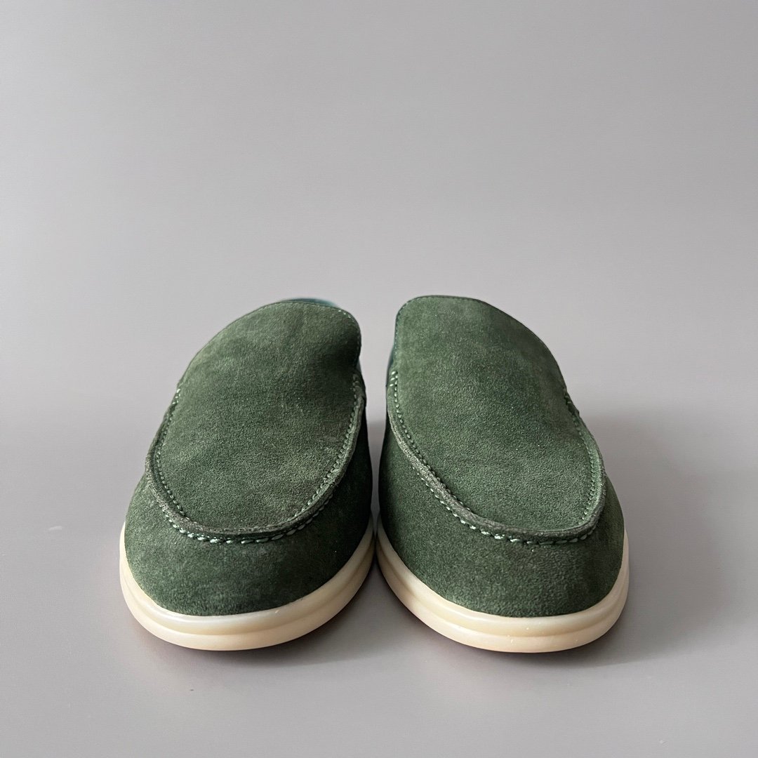 Aurora Custom Loro Piana Mainline Summer Walk Loafer - Two-Tone Forest Green & Sage Teal Suede Edition - Image 2