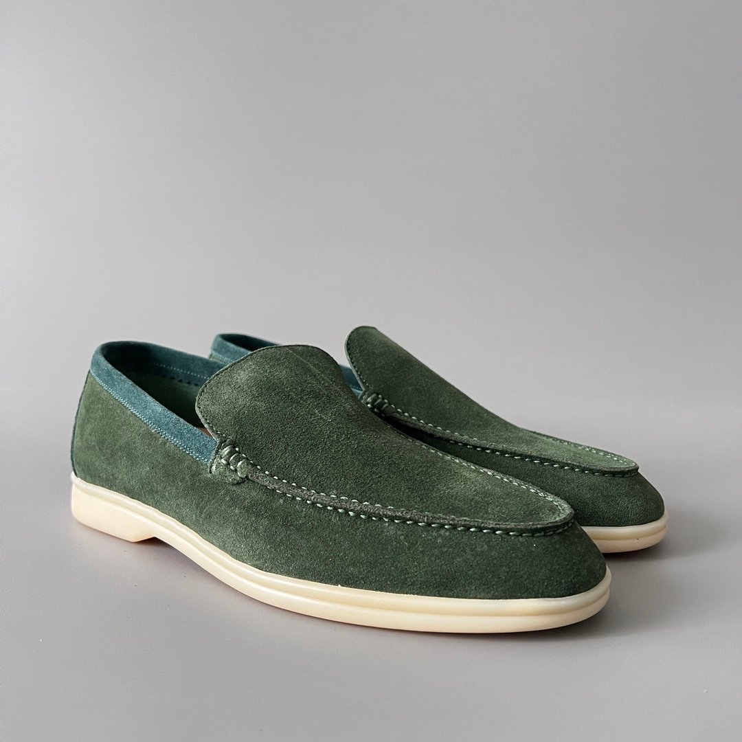 Aurora Custom Loro Piana Mainline Summer Walk Loafer - Two-Tone Forest Green & Sage Teal Suede Edition - Image 3