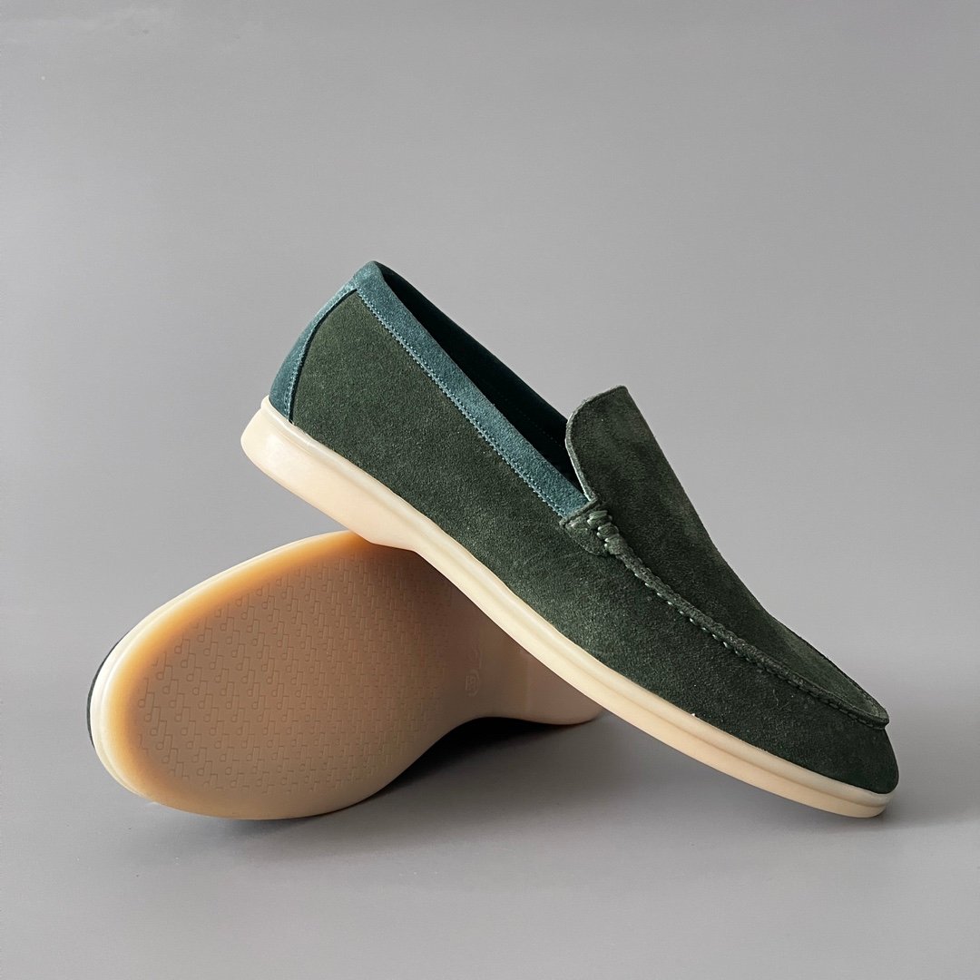 Aurora Custom Loro Piana Mainline Summer Walk Loafer - Two-Tone Forest Green & Sage Teal Suede Edition - Image 7