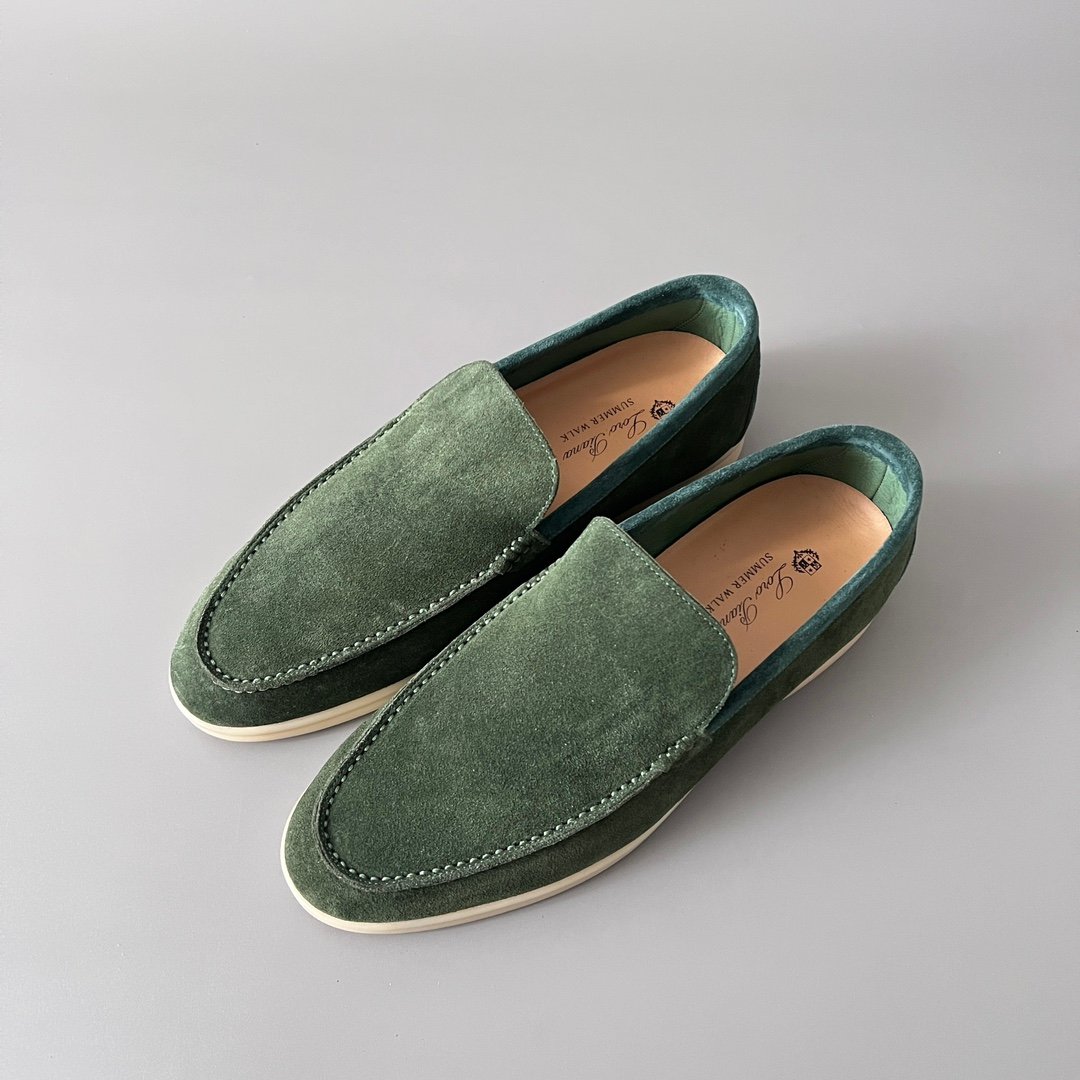 Aurora Custom Loro Piana Mainline Summer Walk Loafer - Two-Tone Forest Green & Sage Teal Suede Edition - Image 8