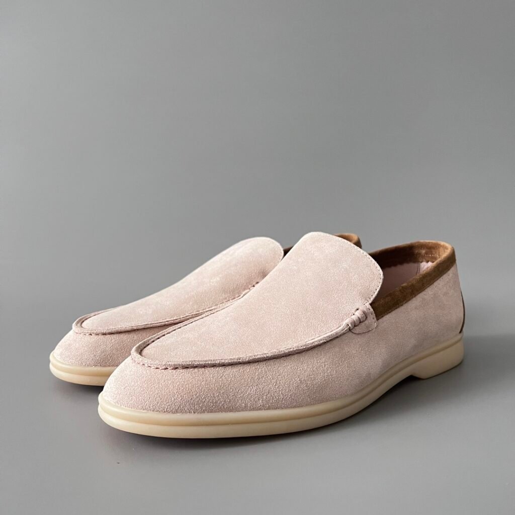Aurora Custom Loro Piana Mainline Summer Walk Loafer - Two-Tone Blossom Pink & Tobacco Brown Suede Edition