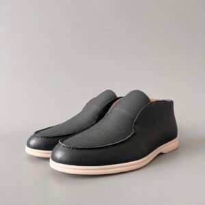Aurora Custom Loro Piana Classic Open Walk Men's Boot - Midnight Black Grained Calfskin Edition