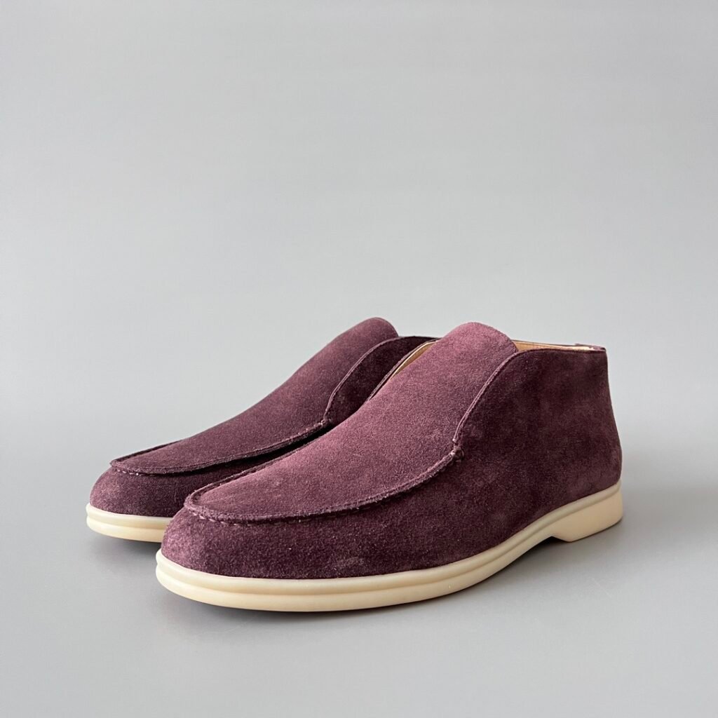 Aurora Custom Loro Piana Classic Open Walk Men's Boot - Dark Burgundy/Bordeaux Suede Edition
