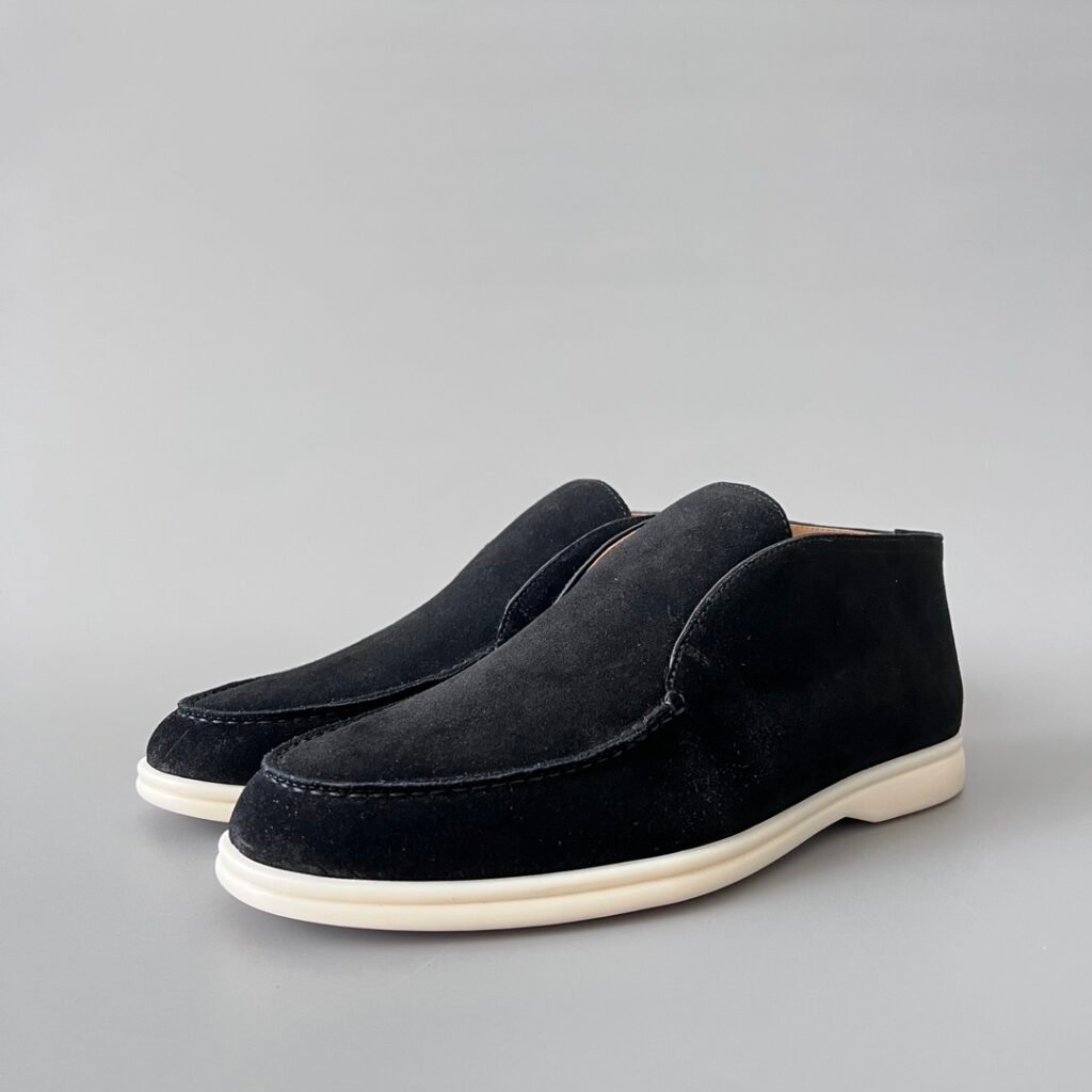 Aurora Custom Loro Piana Classic Open Walk Men's Boot - Midnight Black Suede Edition