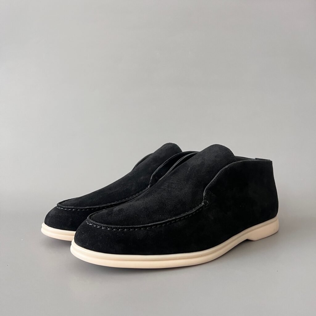 Aurora Custom Loro Piana Classic Open Walk Men's Boot - Midnight Black Suede with Beaver Fur Lining Edition