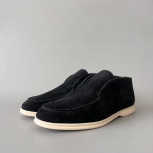 Aurora Custom Loro Piana Classic Open Walk Men's Boot - Midnight Black Suede with Beaver Fur Lining Edition