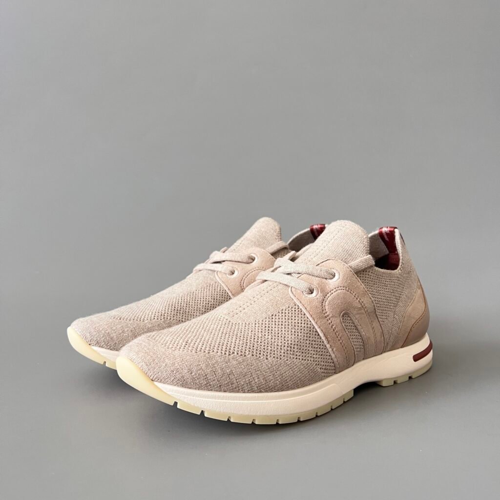 Aurora Custom Loro Piana Classic Modular Walk Sneaker - Oatmeal Beige Technical Knit & Sand Suede