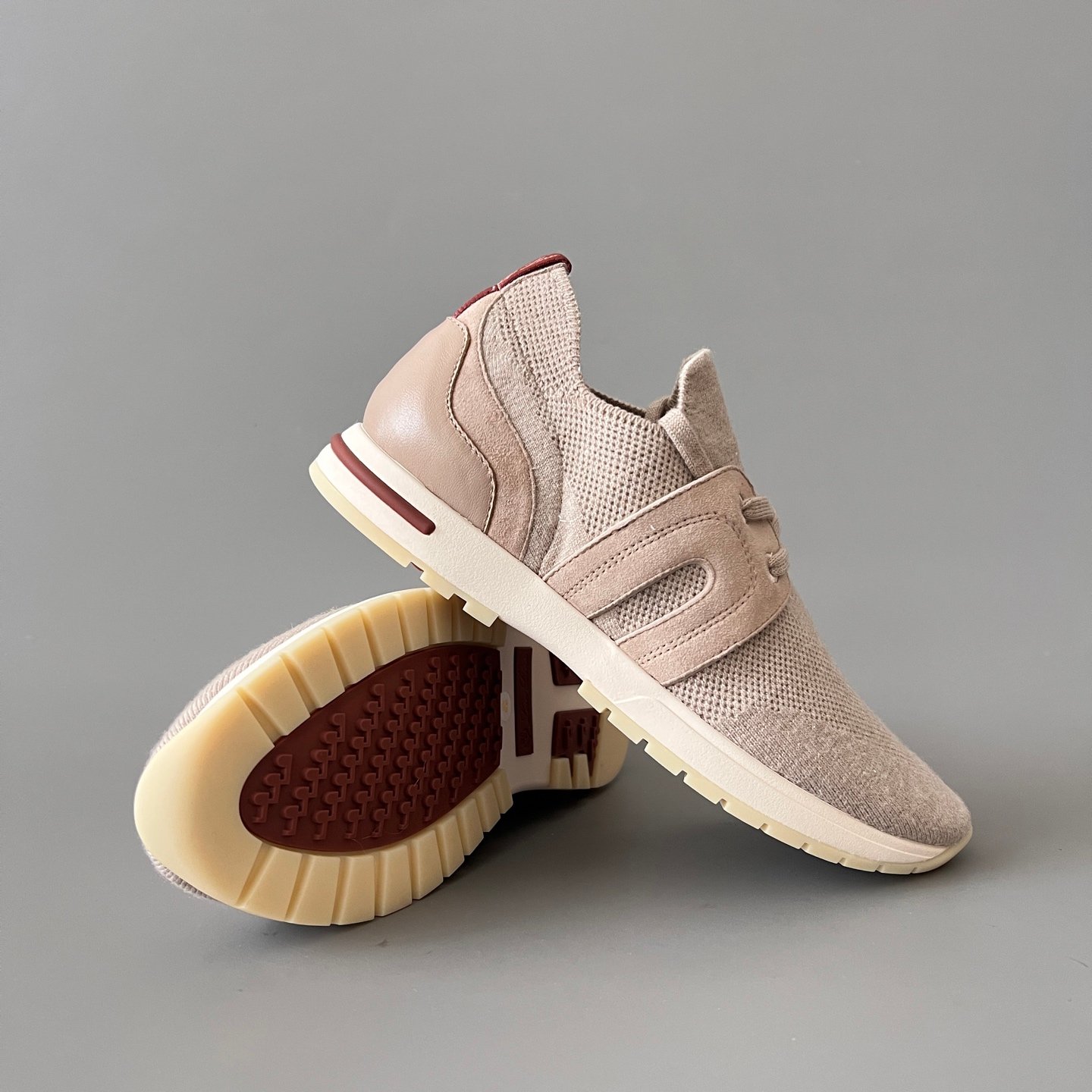Aurora Custom Loro Piana Classic Modular Walk Sneaker - Oatmeal Beige Technical Knit & Sand Suede - Image 7