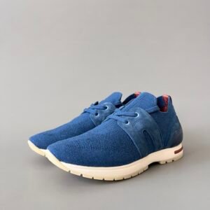 Aurora Custom Loro Piana Classic Modular Walk Sneaker - Maritime Navy Blue Technical Knit & Suede