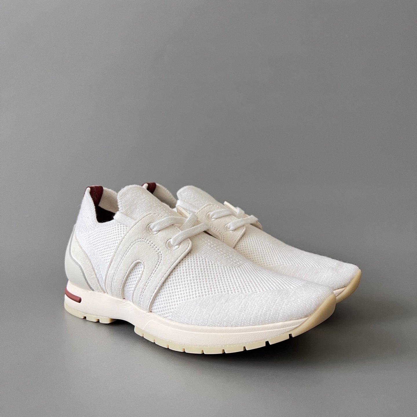 Aurora Custom Loro Piana Classic Modular Walk Sneaker - Triple Off-White Technical Knit & Suede - Image 3