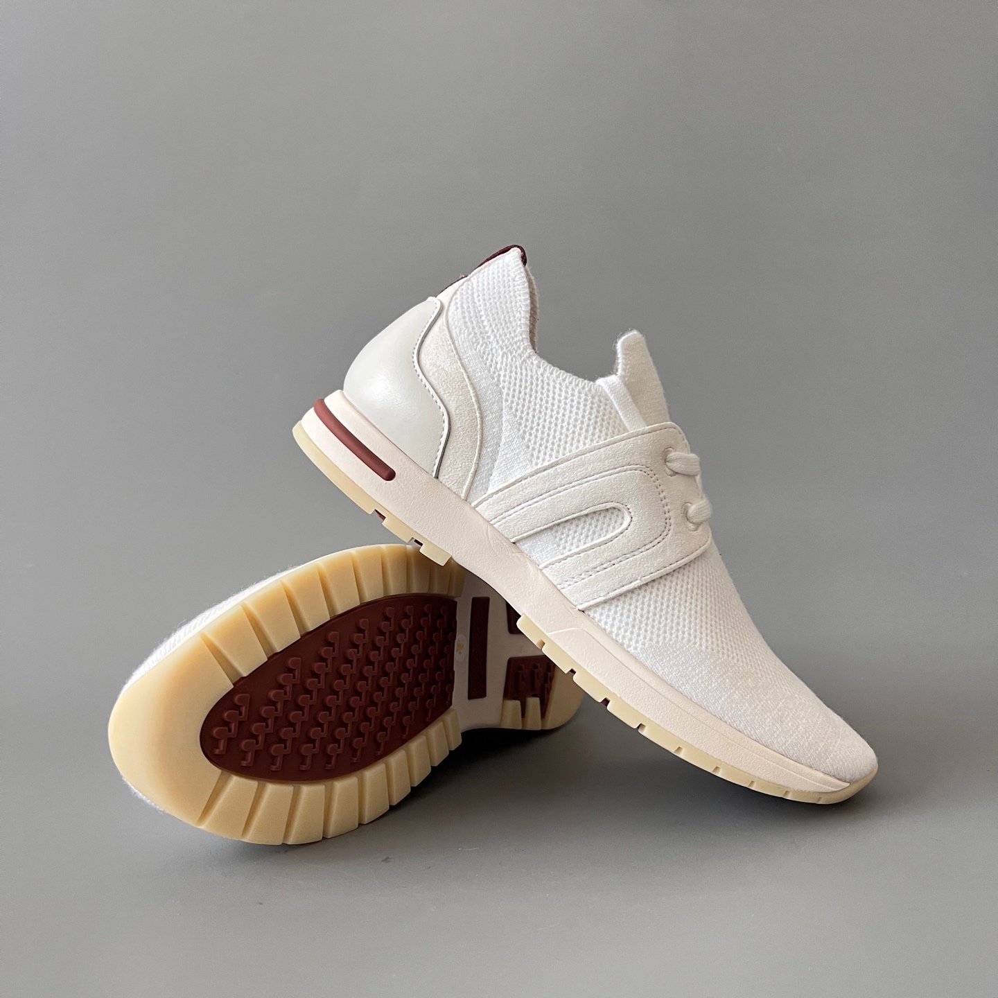 Aurora Custom Loro Piana Classic Modular Walk Sneaker - Triple Off-White Technical Knit & Suede - Image 7