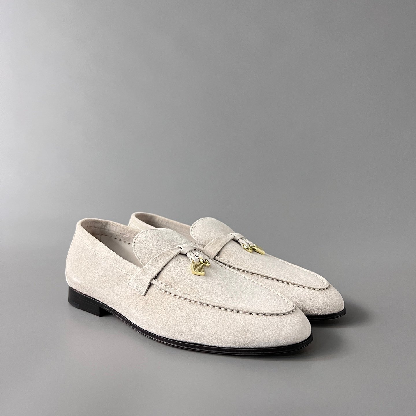 Aurora Custom Loro Piana Classic Summer Charms Walk Loafer - Alabaster Suede & Leather Sole Edition (Women's Edition) - Image 3