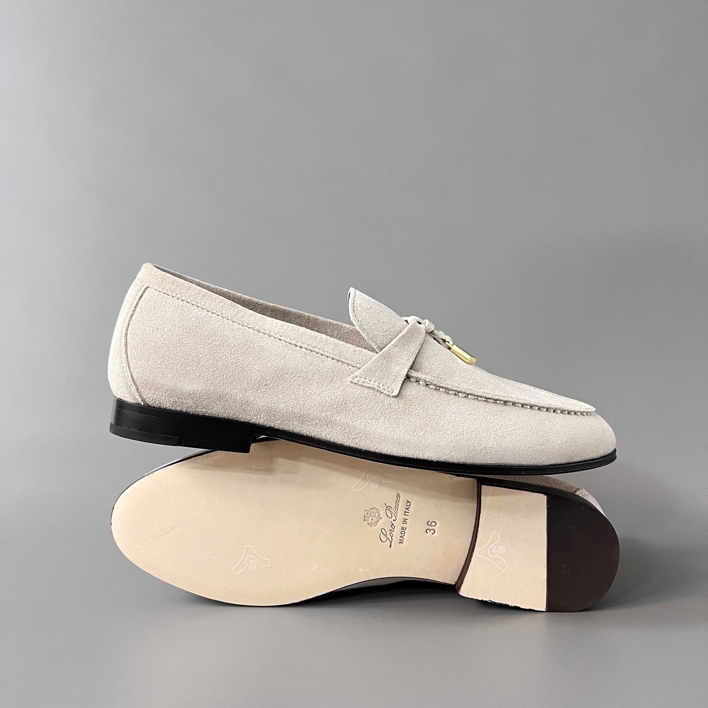 Aurora Custom Loro Piana Classic Summer Charms Walk Loafer - Alabaster Suede & Leather Sole Edition (Women's Edition) - Image 6