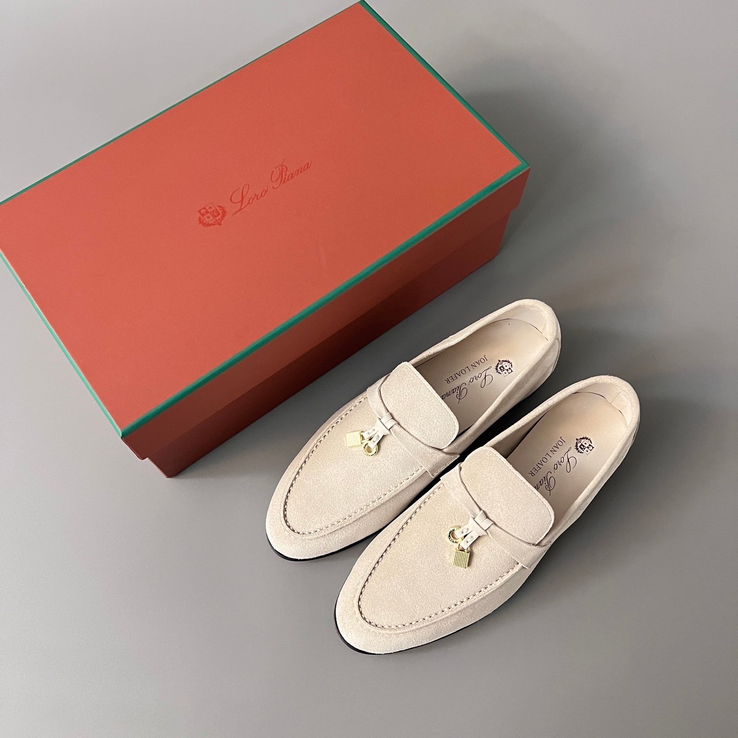 Aurora Custom Loro Piana Classic Summer Charms Walk Loafer - Alabaster Suede & Leather Sole Edition (Women's Edition) - Image 9
