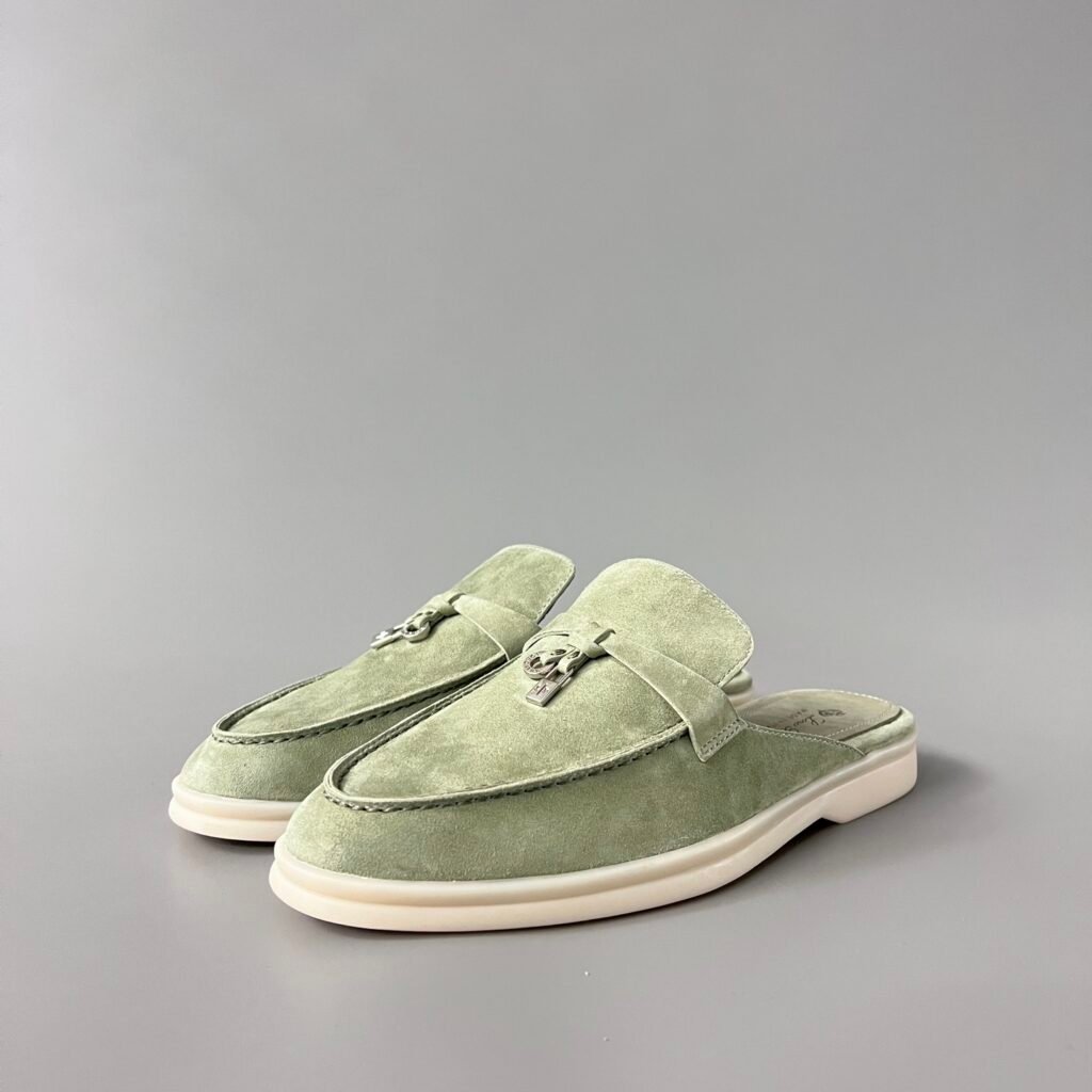 Aurora Custom Loro Piana Classic Summer Charms Walk Mule - Willow Green Suede Edition (Women's Edition)