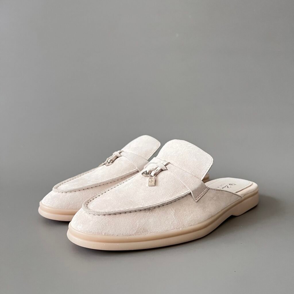 Aurora Custom Loro Piana Classic Summer Charms Walk Mule - Alabaster Suede Edition (Women's Edition)