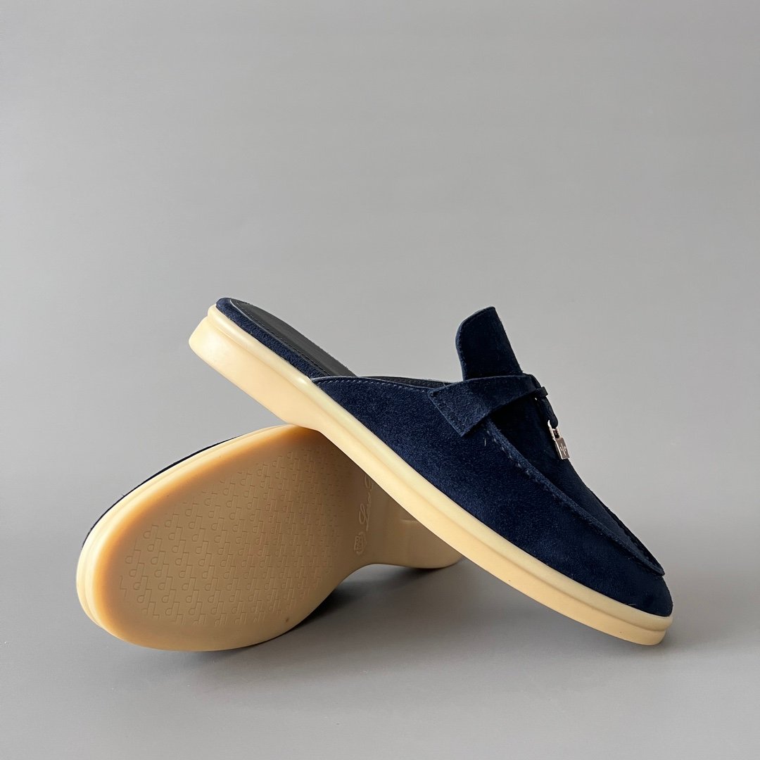 Aurora Custom Loro Piana Classic Summer Charms Walk Mule - Midnight Navy Suede Edition (Women's Edition) - Image 7
