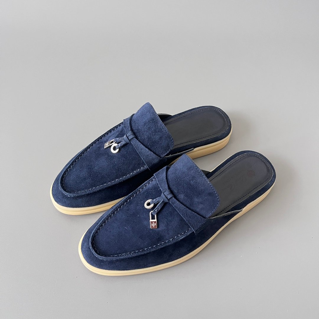Aurora Custom Loro Piana Classic Summer Charms Walk Mule - Midnight Navy Suede Edition (Women's Edition) - Image 8