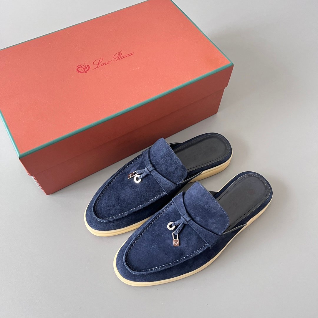 Aurora Custom Loro Piana Classic Summer Charms Walk Mule - Midnight Navy Suede Edition (Women's Edition) - Image 9