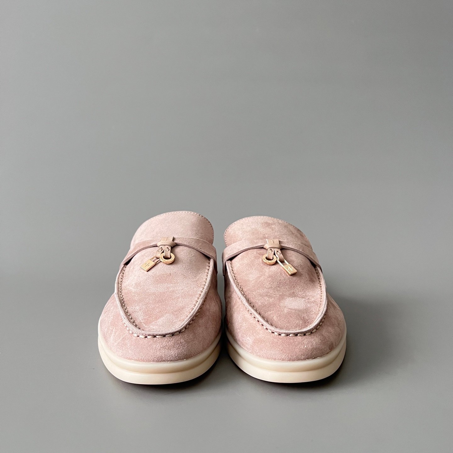 Aurora Custom Loro Piana Classic Summer Charms Walk Mule - Blossom Pink Suede with Gold Hardware Edition (Women's Edition) - Image 2