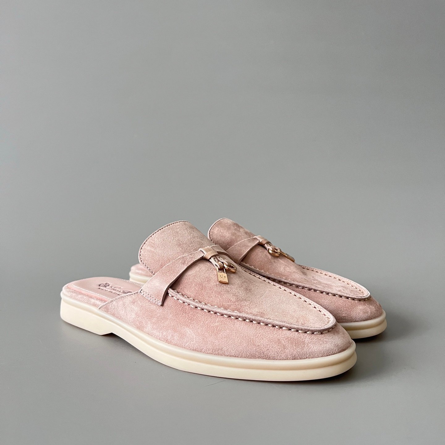 Aurora Custom Loro Piana Classic Summer Charms Walk Mule - Blossom Pink Suede with Gold Hardware Edition (Women's Edition) - Image 3