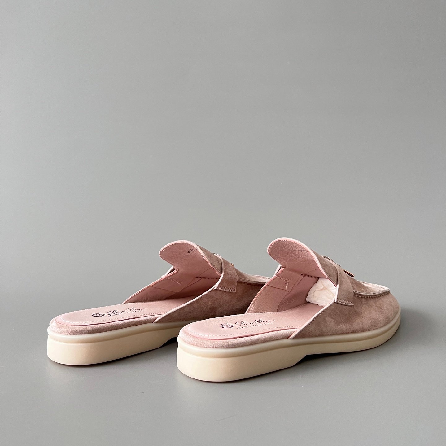 Aurora Custom Loro Piana Classic Summer Charms Walk Mule - Blossom Pink Suede with Gold Hardware Edition (Women's Edition) - Image 4