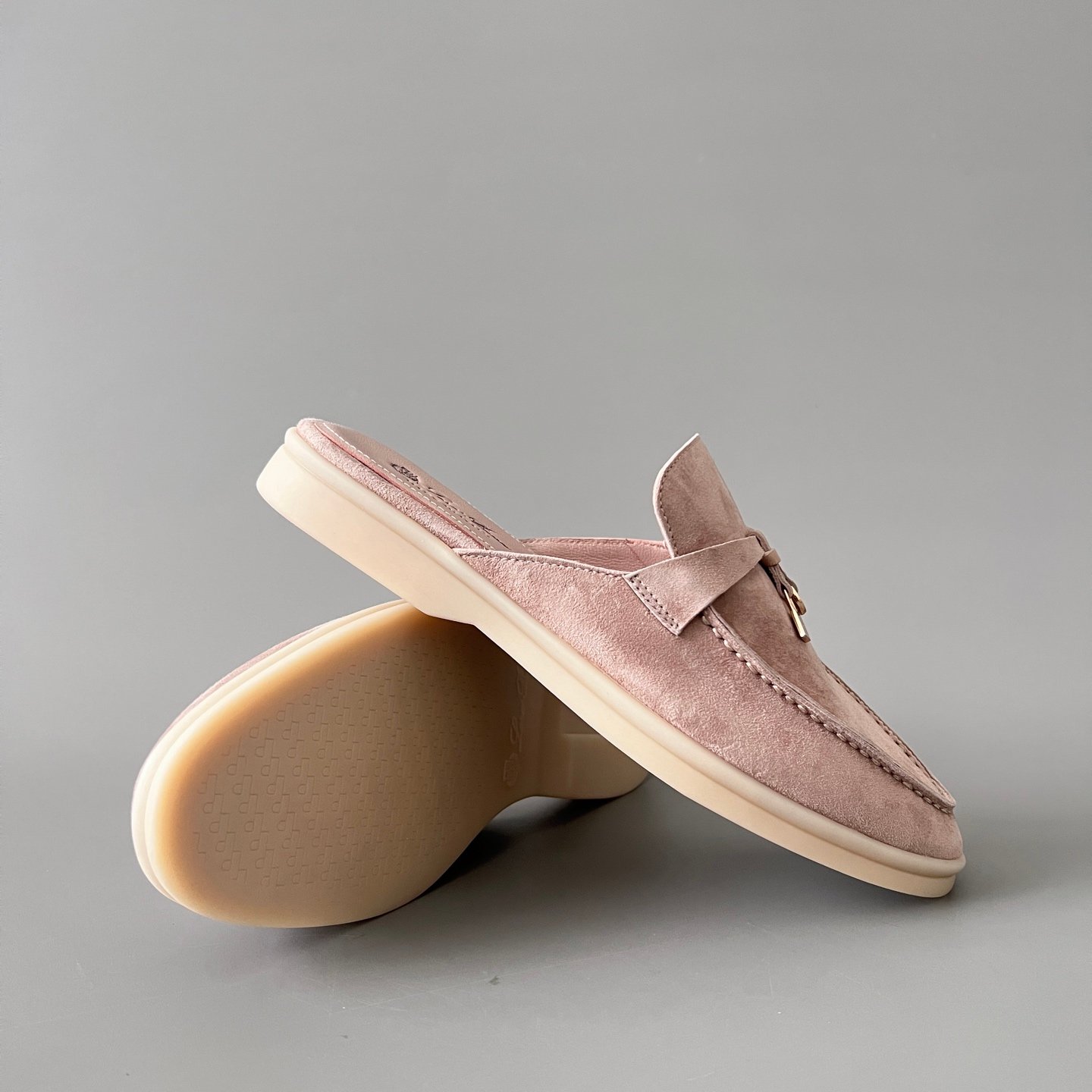Aurora Custom Loro Piana Classic Summer Charms Walk Mule - Blossom Pink Suede with Gold Hardware Edition (Women's Edition) - Image 7
