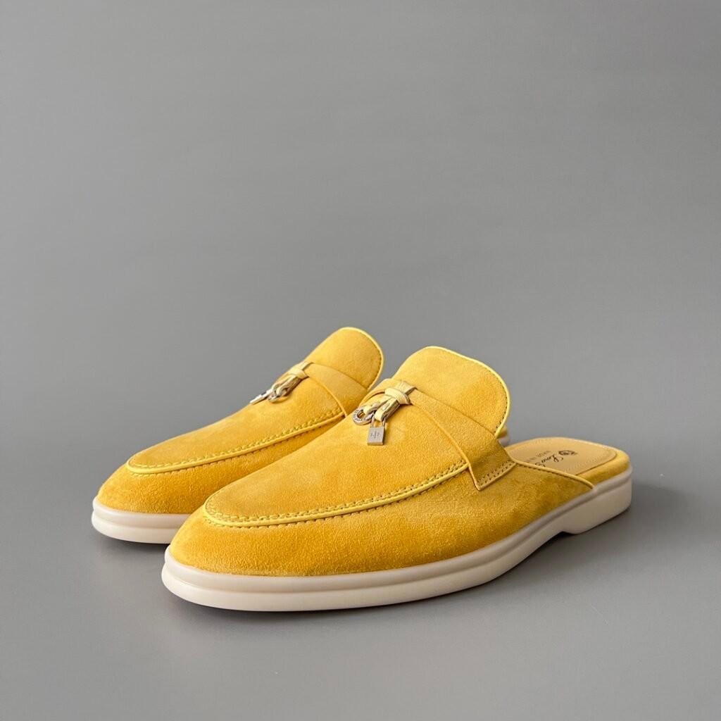 Aurora Custom Loro Piana Classic Summer Charms Walk Mule - Mustard Yellow Suede Edition (Women's Edition)