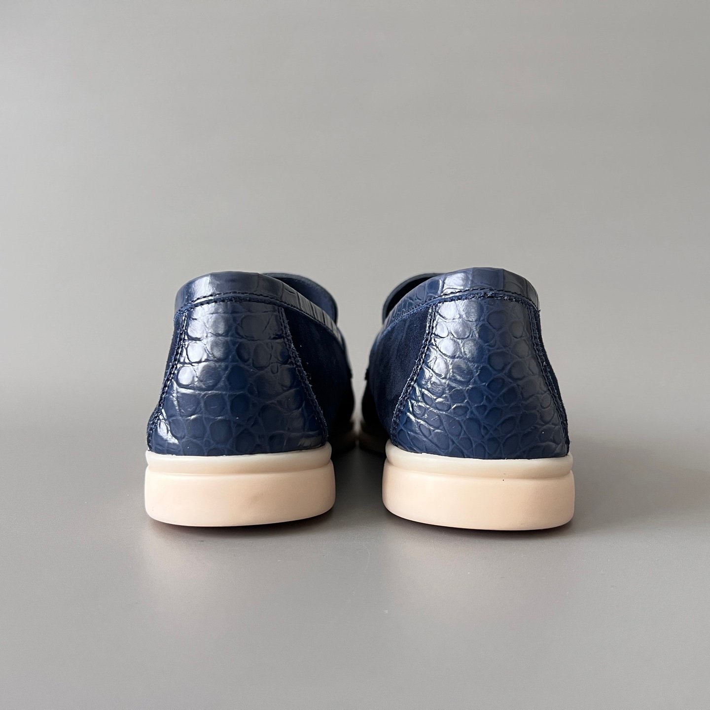 Aurora Custom Loro Piana Classic Summer Charms Walk Loafer - Midnight Navy Suede with Alligator-Embossed Leather Trim (Women's Edition) - Image 5