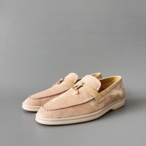 Aurora Custom Loro Piana Classic Summer Charms Walk Loafer - Sand Suede with Alligator-Embossed Leather Trim (Women's Edition)