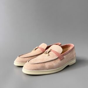 Aurora Custom Loro Piana Classic Summer Charms Walk Loafer - Blossom Pink Suede with Alligator-Embossed Leather Trim (Women's Edition)