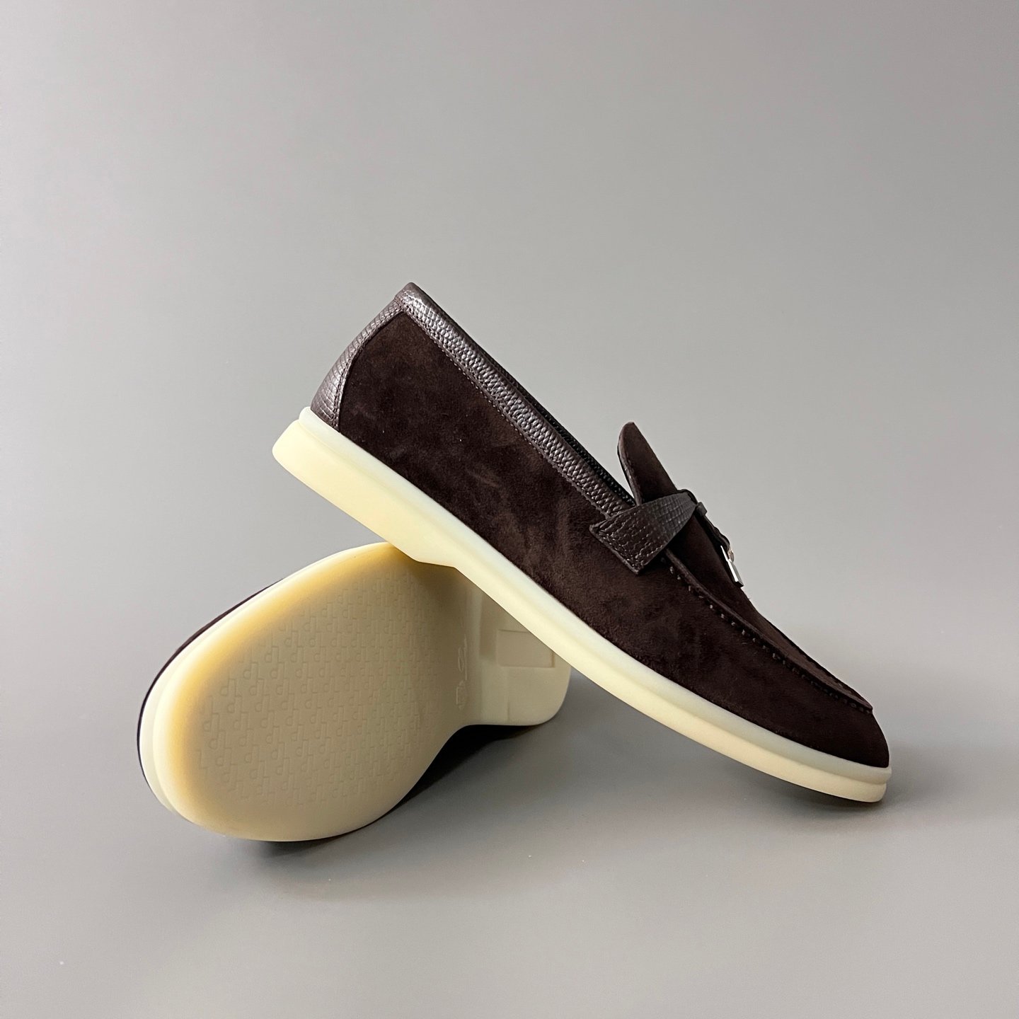 Aurora Custom Loro Piana Classic Summer Charms Walk Loafer - Dark Chocolate Suede with Lizard-Embossed Leather Trim (Women's Edition) - Image 7
